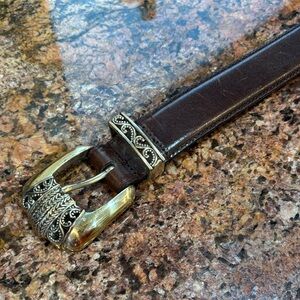 Fossil Brown Leather Belt with Gold Buckle